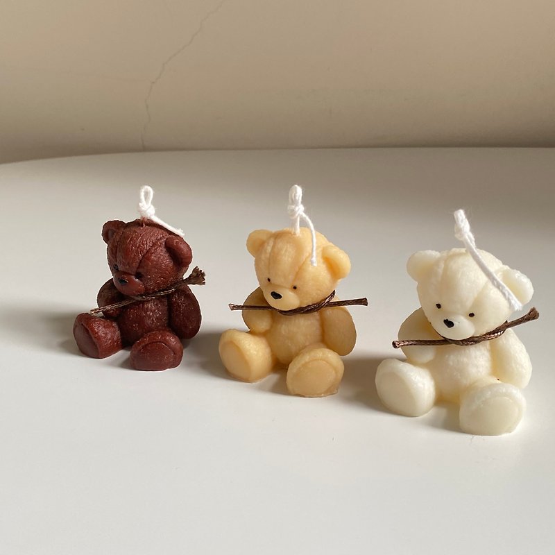 [Animal Series] Retro teddy bear shaped candles are cute and full of cuteness - เทียน/เชิงเทียน - ขี้ผึ้ง 