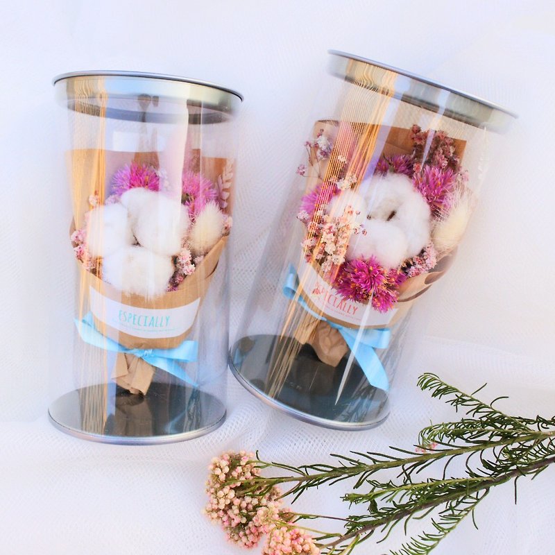 [Lianlian Flower Jar-Spring Pink Sakura Story] (Small) Dry Bouquet Gypsophila Wishing Bottle - ตกแต่งต้นไม้ - พืช/ดอกไม้ 