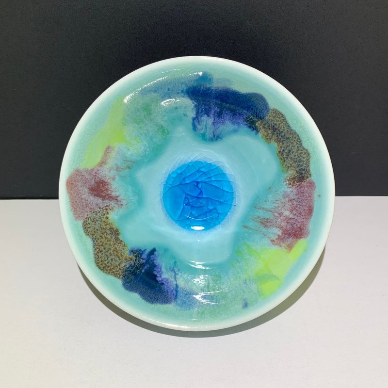 冰晶油畫山水中茶碗主人杯 / 邱毓寧 / 鶯歌燒 / A62 - 茶壺/茶杯/茶具 - 瓷 多色