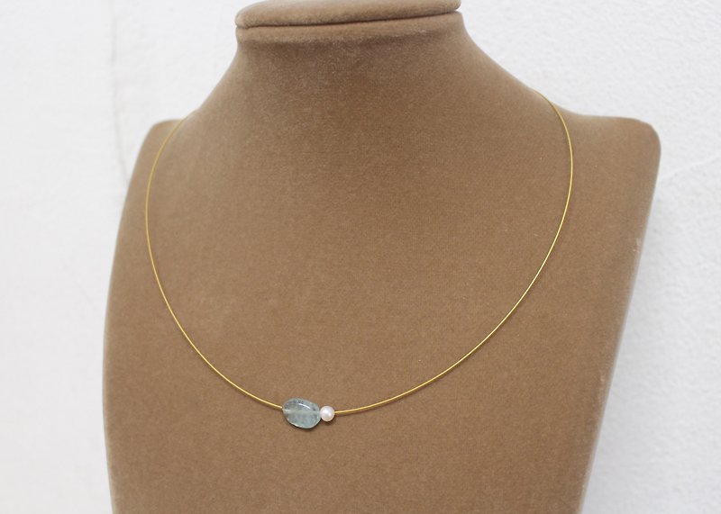 Pearl and semi-precious wire necklace - Necklaces - Gemstone Gold