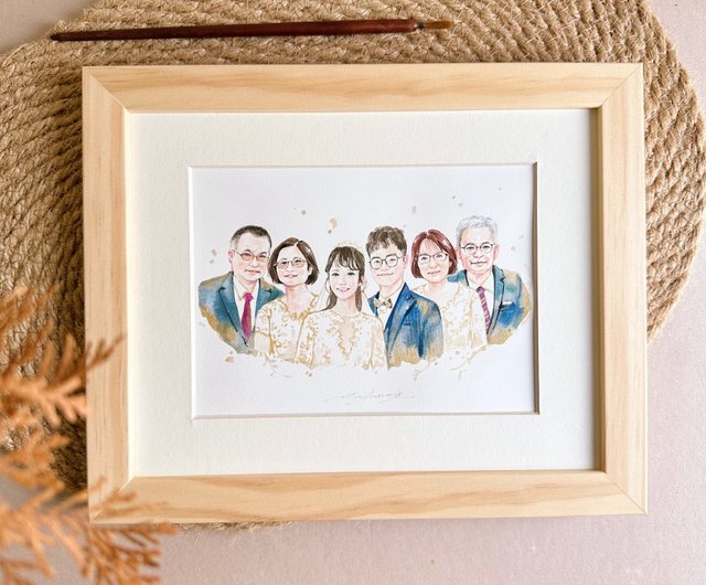 手描き水彩画 | カスタム肖像画、家族の似顔絵、誕生日、結婚祝いに