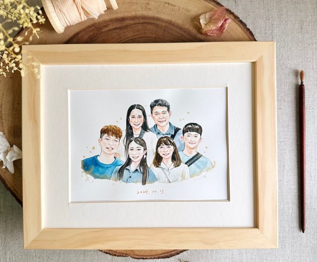 手描き水彩画 | カスタム肖像画、家族の似顔絵、誕生日、結婚祝いに