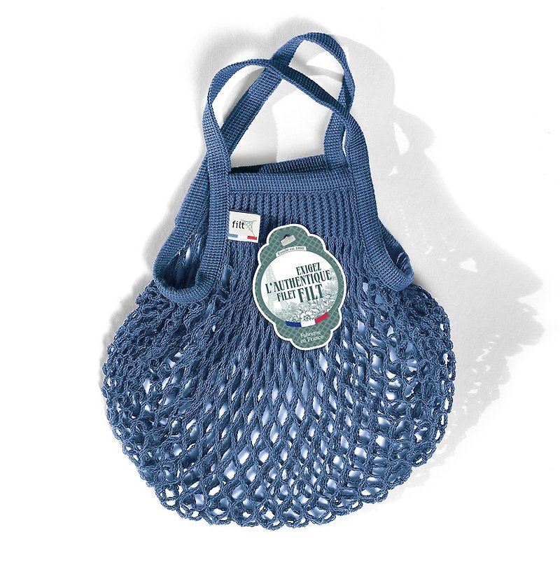 French Filt classic handmade woven bag-denim blue Bleu Jean - กระเป๋าถือ - ผ้าฝ้าย/ผ้าลินิน หลากหลายสี
