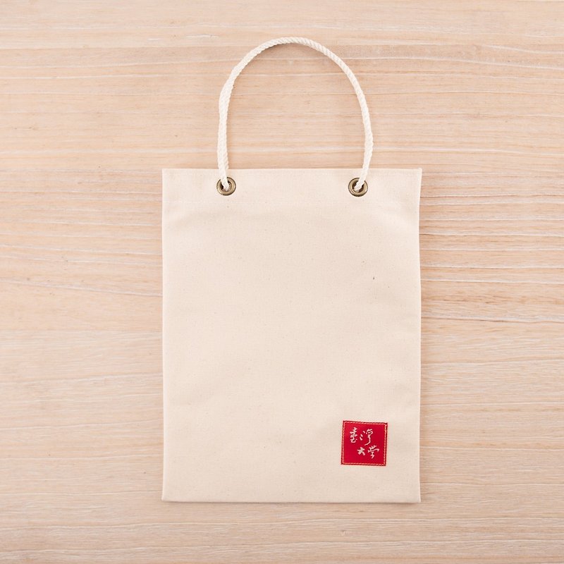 臺灣大學iPad帆布書袋-白 - 手提包/手提袋 - 棉．麻 白色