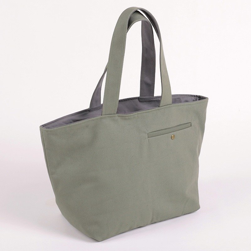The last one - tailor pocket tote bag - gray green - Messenger Bags & Sling Bags - Cotton & Hemp Green