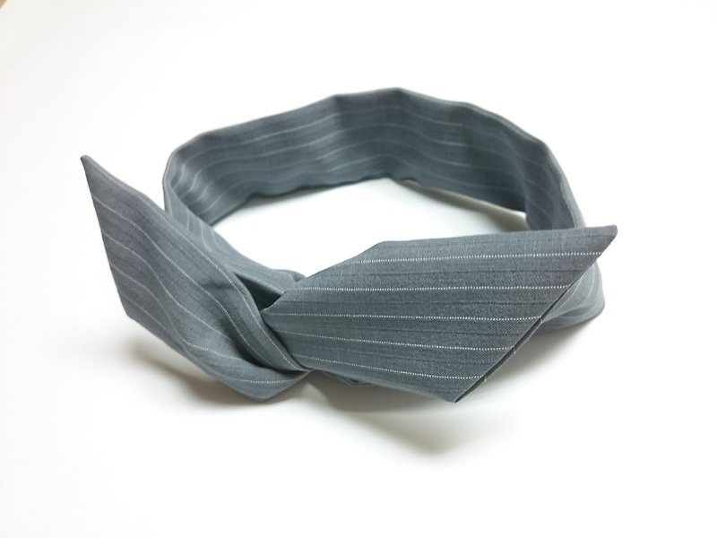 Plain gray hair band headband aluminum line scarf headband hairband*SK* - ที่คาดผม - ผ้าฝ้าย/ผ้าลินิน สีเทา
