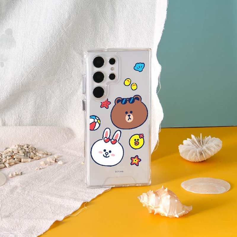 LINE FRIENDS summer fun-beach splash-proof transparent SAMSUNG mobile phone case - Phone Cases - Plastic Multicolor