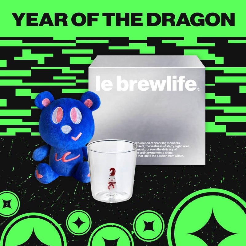 【新春情人節特輯】樂步BLUE熊玩偶X森系玻璃杯 (禮盒贈提袋) - 咖啡/咖啡豆 - 濃縮/萃取物 