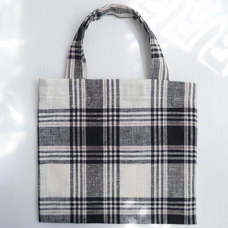 Ba-ba handmade mini shopping bag  No.RB73 - 手提包/手提袋 - 棉．麻 黑色
