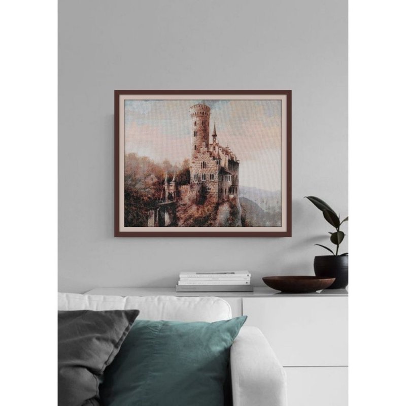 Handmade landscape painting, Castle, for wall decor, Exclusive - 海報/掛畫/掛布 - 棉．麻 多色