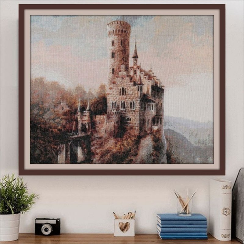 Handmade landscape painting, Castle, for wall decor, Exclusive - 海報/掛畫/掛布 - 棉．麻 多色