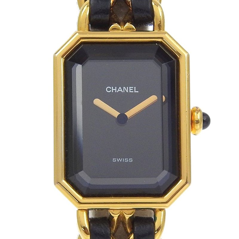【日本直送】シャネル CHANEL プルミエールM 腕時計 H0001 金メッキ×レザー クオーツ アナログ表示 ブラック文字盤 レディース【中古】 - 女錶 - 其他金屬 黑色