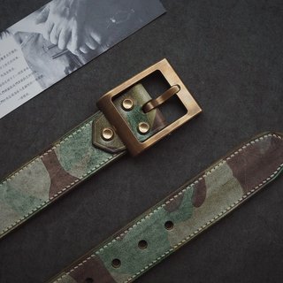 Men&amp;#39;s Army Green Camouflage Belt Belt Handmade Leather Goods Customized Lettering Gift Customized Color Style