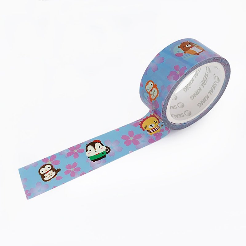 Squly & Friends Decoration Tape (Purple Sakura) | Notebook Deco/Masking Tape - Washi Tape - Acrylic Blue