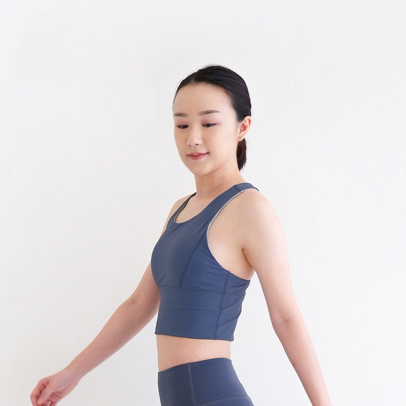 【Mukasa】FITNESS Y型挖背運動背心 - 午夜藍 - MUK-22062 - 運動內衣 - 其他材質 藍色