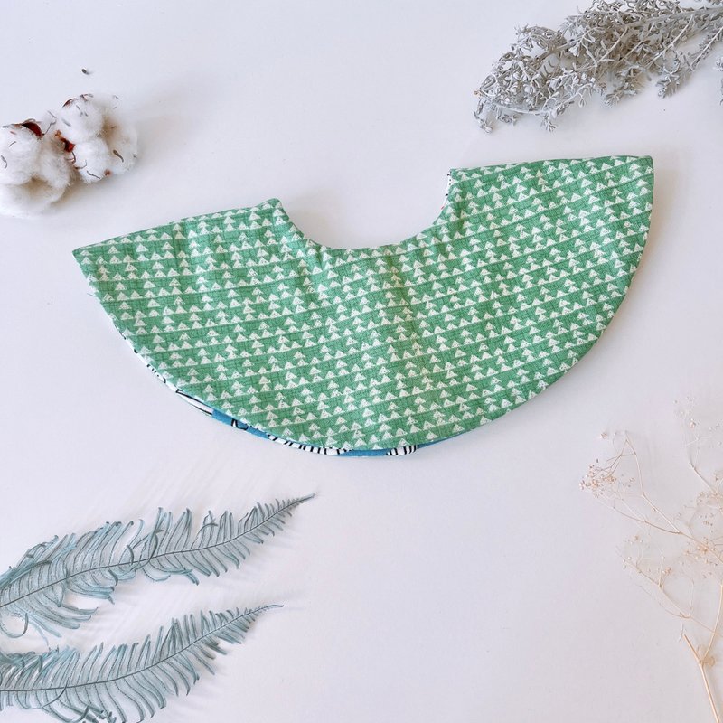 島森家 / 雙面360度貝果兜 / 山丘 - 圍兜/口水巾 - 棉．麻 綠色