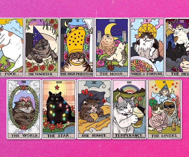 期間限定 ダイカットステッカー タロットカード ミーム 猫9枚セット ショップ Pinghattastudio シール Pinkoi