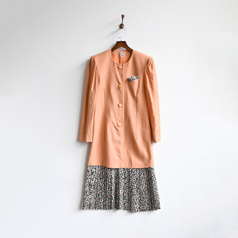 【蛋植物古著】日本製印座天國毛料古著洋裝 - 洋裝/連身裙 - 其他人造纖維 