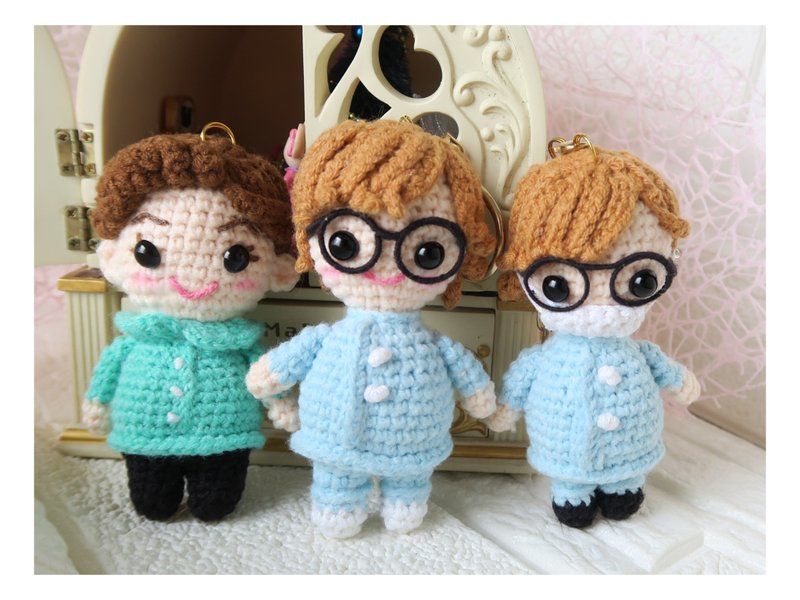 Crocheted humanoid keychain~~Customized~~ - ที่ห้อยกุญแจ - ผ้าฝ้าย/ผ้าลินิน หลากหลายสี