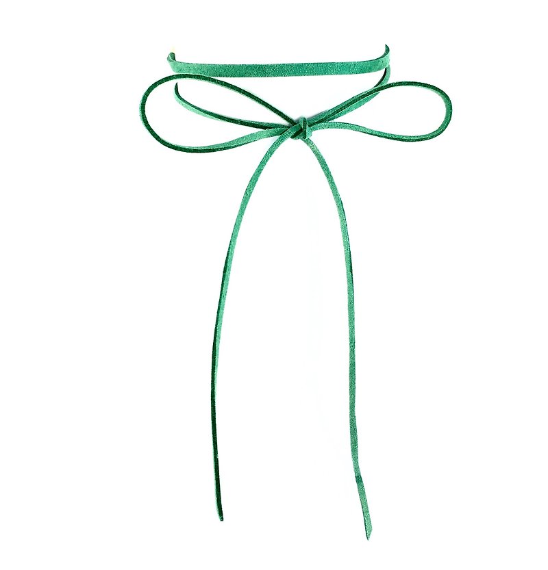 Classic rope necklace - Green - สร้อยคอ - หนังแท้ สีเขียว