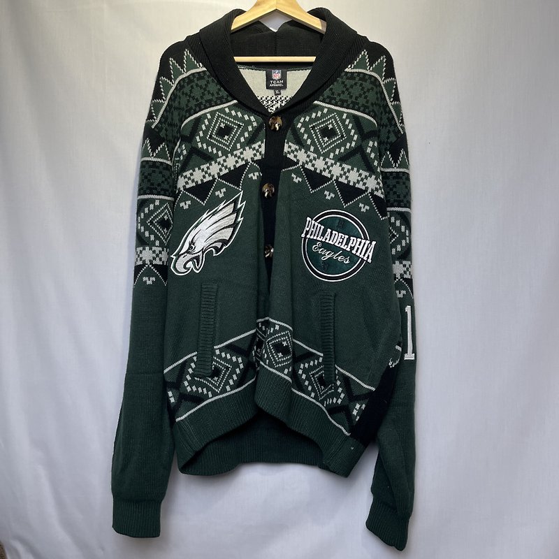 Vintage Green 90s NFL Courtside Knit Overcoat