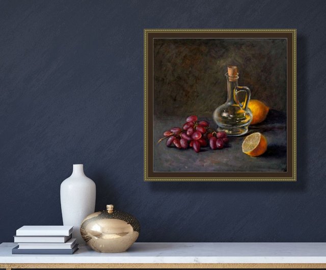 レモングレープ絵画オリジナルアート果物アートワーク食品静物画