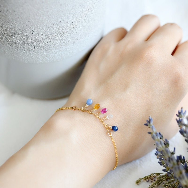 Colorful sapphire bracelet that enhances charisma and luck in winning September birthstone - Bracelets - Other Metals Multicolor