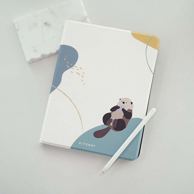 [FITZORY] Zoo Healing Color Block Sea Otter | iPad Case - เคสแท็บเล็ต - พลาสติก ขาว