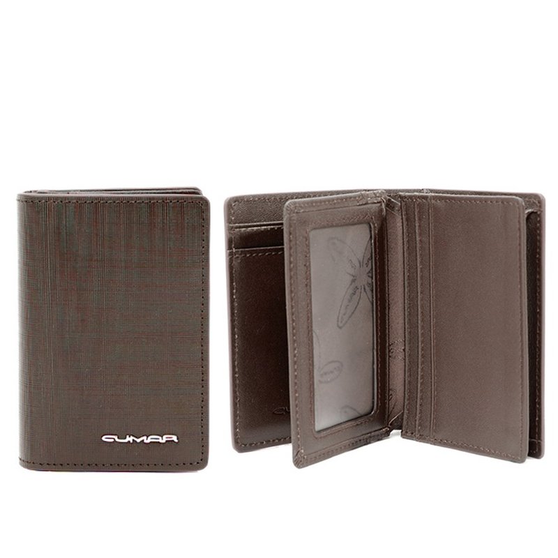 CUMAR 真皮/牛皮 CHECKED 合頁 卡片(名片)夾 - 名片夾/名片盒 - 真皮 咖啡色