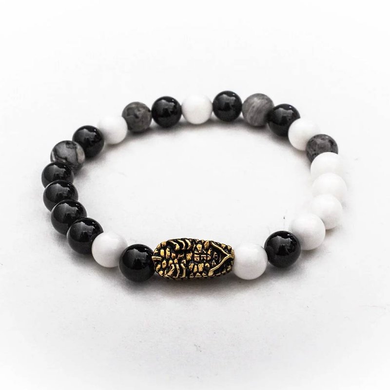 【Dharma. Wash the marrow] Taiwan original design Japanese style handmade bracelet bracelet beaded jewelry accessories - สร้อยข้อมือ - ทองแดงทองเหลือง สีดำ