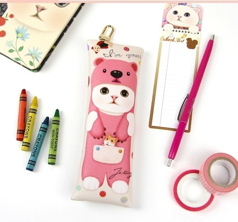JETOY, 甜蜜貓 Q版 筆袋_Pink bear (J1605407) - 鉛筆盒/筆袋 - 其他材質 粉紅色