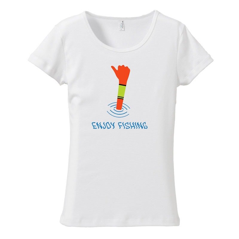 [レディースTシャツ] Enjoy fishing - Tシャツ - コットン・麻 ホワイト