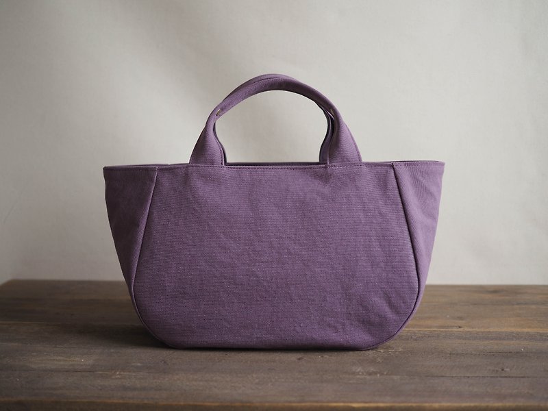 Made-to-order round tote with lid M Murasaki - Handbags & Totes - Cotton & Hemp Purple