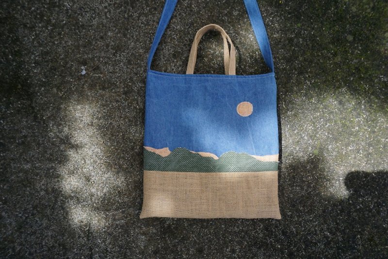 Jogging with me in the sunset-portable shoulder bag - Messenger Bags & Sling Bags - Cotton & Hemp Orange