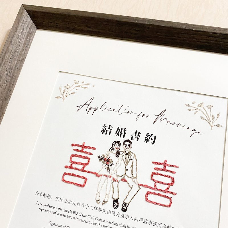 | Customized Embroidery Wedding Book Appointment | Like Yan Painting + Flowers | Free A3 Photo Frame - ภาพวาดบุคคล - วัสดุอื่นๆ 