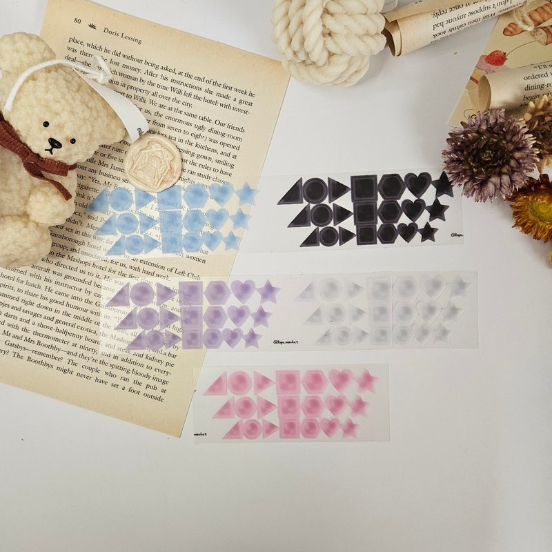 Watercolor Geometric Shape Line Masking Tape 5m - 紙膠帶/和紙/PET - 其他材質 
