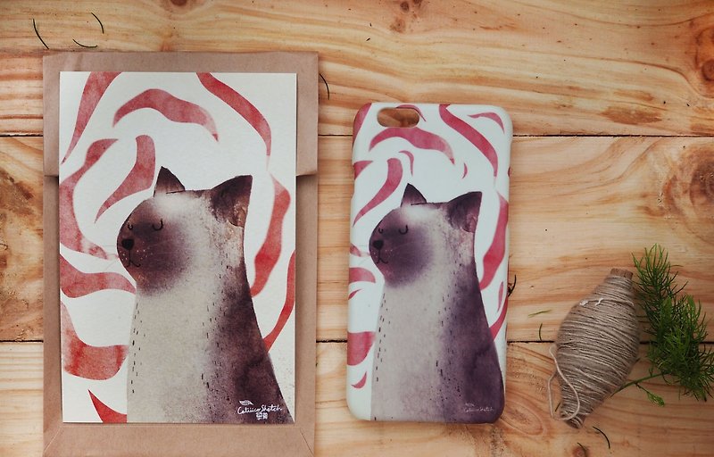 iphone case print high quality with cat rose - เคส/ซองมือถือ - พลาสติก สีแดง