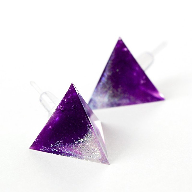 Triangle Earrings (scale) - ต่างหู - วัสดุอื่นๆ สีม่วง