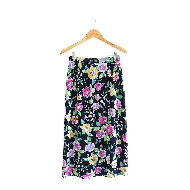 │Slowly│Funny Flowers-Ancient Skirt│vintage.Retro.Arts.Made in Japan - Skirts - Polyester Multicolor