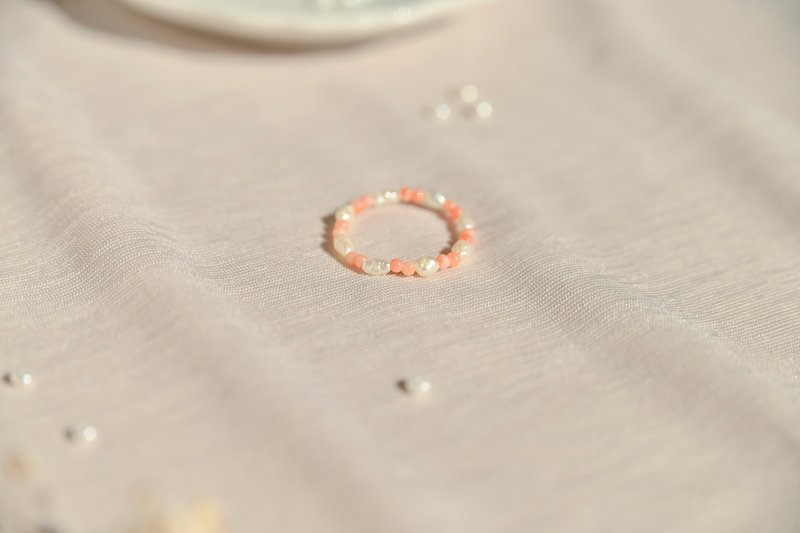 天然珍珠戒指 / 珊瑚 / JIEGEM 姊的珠寶 - 戒指 - 珍珠 多色