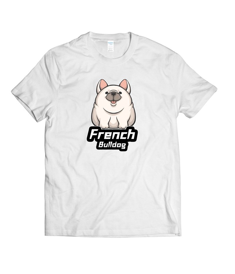 可愛胖嘟嘟法鬥 白法鬥-T-shirt 白/黑/灰/藏青 - 男 T 恤 - 棉．麻 多色