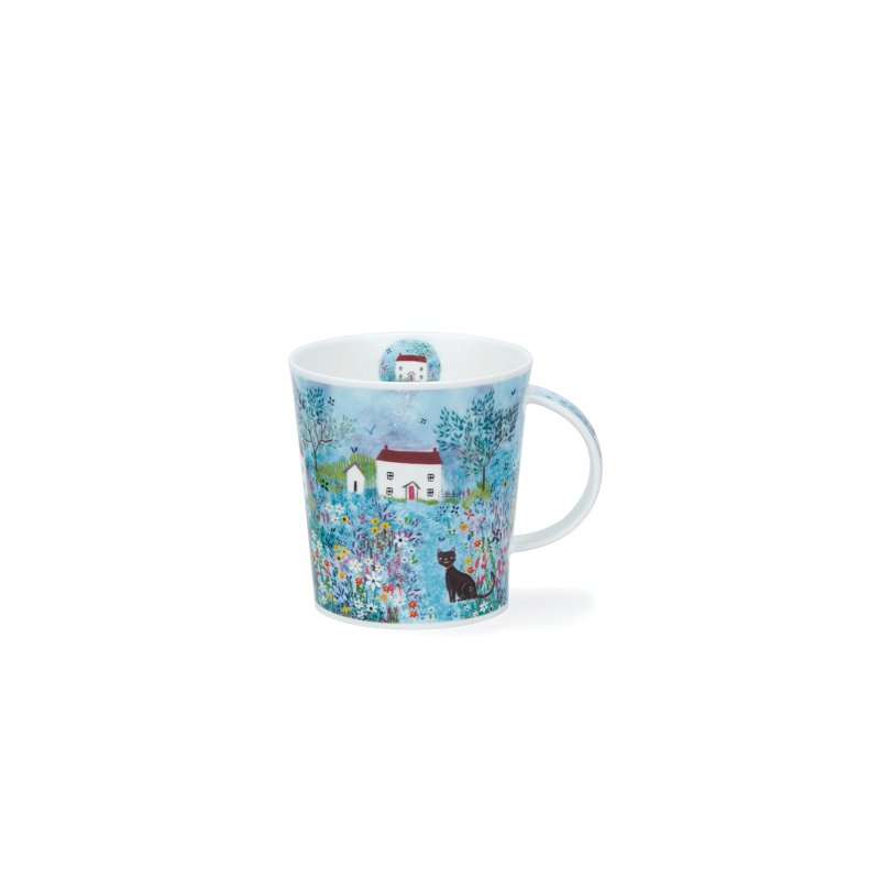 [100% Made in the UK] Dunoon Field Walk Bone China Mug-Cat-320ml - Mugs - Porcelain Blue