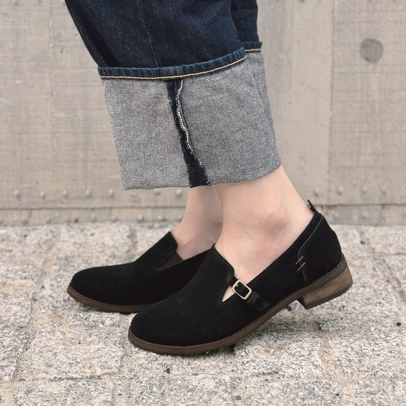 Muji simple loafers-matte black - Women's Oxford Shoes - Waterproof Material Black