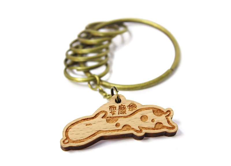 [Giraffe] healing animal - retro key ring (small circle) - Keychains - Wood 