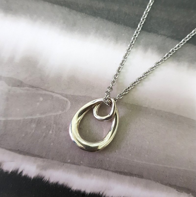 925 Sterling Silver Minimalist Streamline Double Waterdrop Silver Necklace Mobius Infinity - Necklaces - Sterling Silver Silver