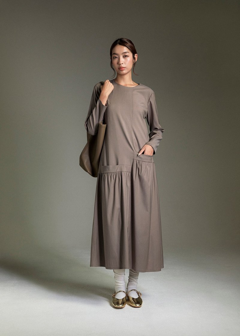 【Designer's Favorite】The Rippling Sculpted Long Dress - One Piece Dresses - Other Materials Brown