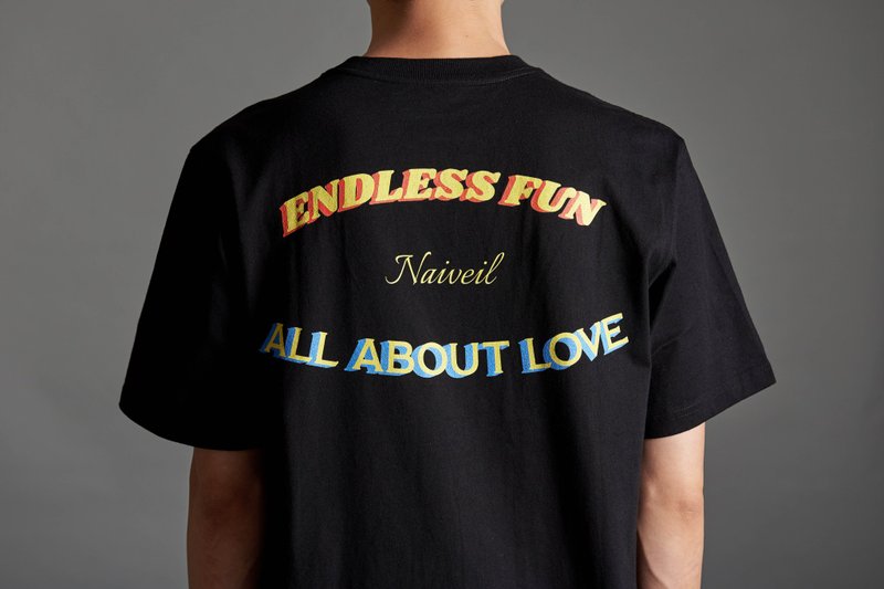 ENDLESS FUN pattern black short TEE - Men's T-Shirts & Tops - Cotton & Hemp Black