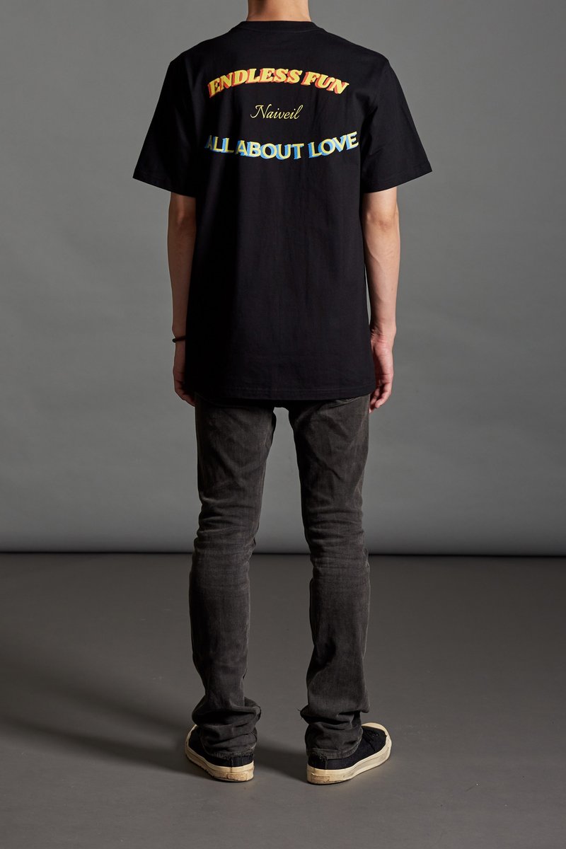 ENDLESS FUN pattern black short TEE - Men's T-Shirts & Tops - Cotton & Hemp Black