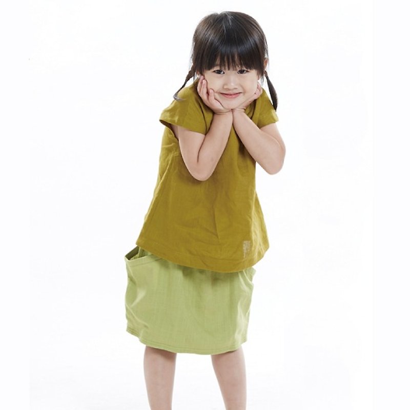 N0221女の子つぼみの形のドレス - 柳 - その他 - コットン・麻 グリーン