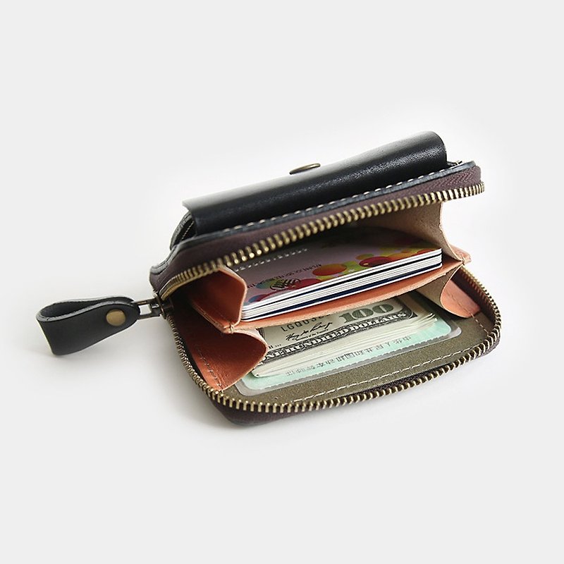 Genuine Leather Individuality Corn Wallet Card wallet - กระเป๋าใส่เหรียญ - หนังแท้ สีดำ